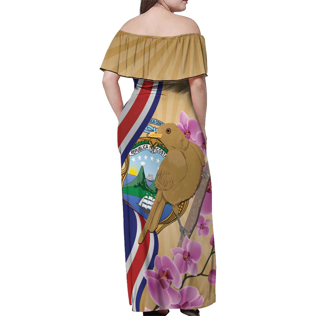Costa Rica Independence Day Family Matching Off Shoulder Maxi Dress and Hawaiian Shirt 506 Proud Yiguirro With Orchid - Wonder Print Shop