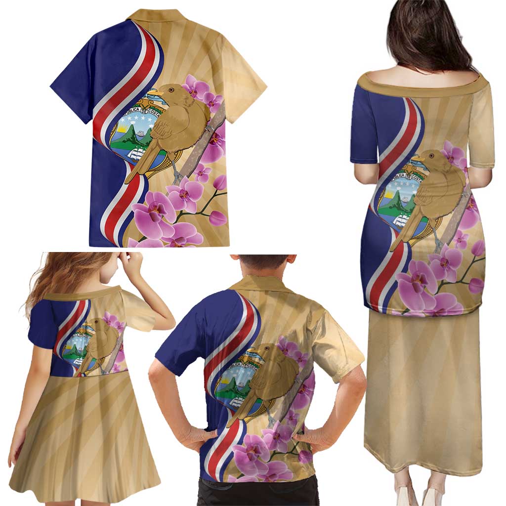 Costa Rica Independence Day Family Matching Puletasi and Hawaiian Shirt 506 Proud Yiguirro With Orchid - Wonder Print Shop