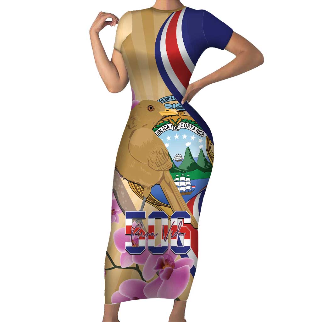 Costa Rica Independence Day Family Matching Short Sleeve Bodycon Dress and Hawaiian Shirt 506 Proud Yiguirro With Orchid - Wonder Print Shop