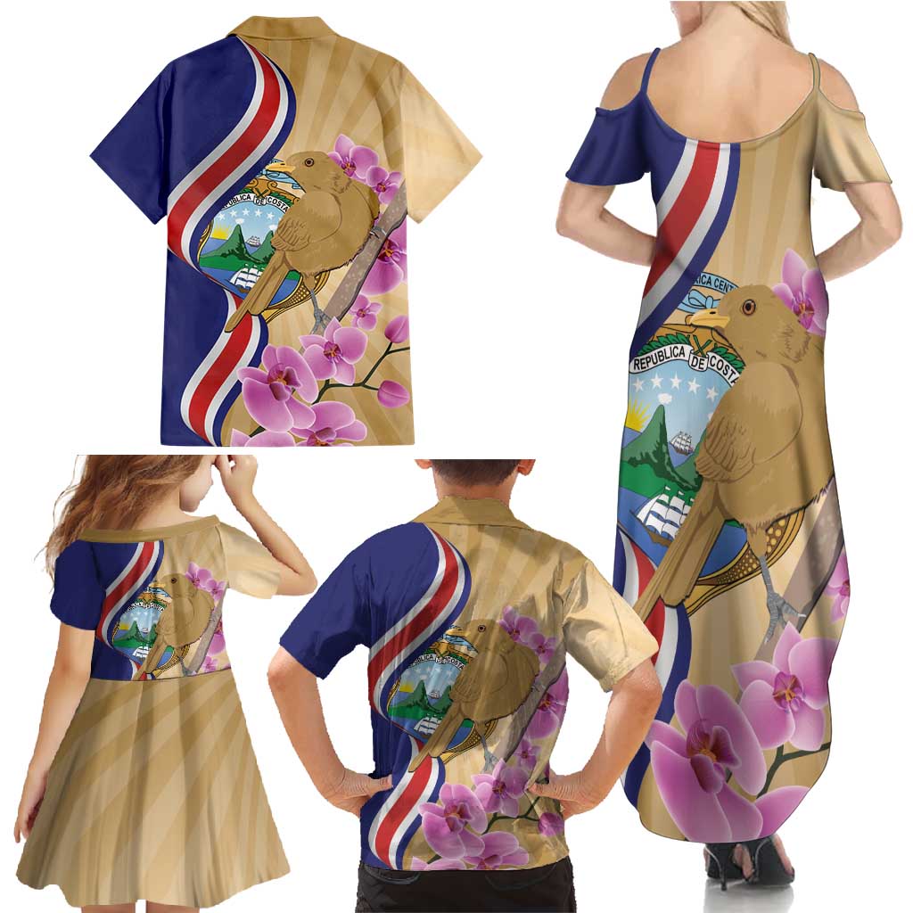 Costa Rica Independence Day Family Matching Summer Maxi Dress and Hawaiian Shirt 506 Proud Yiguirro With Orchid - Wonder Print Shop