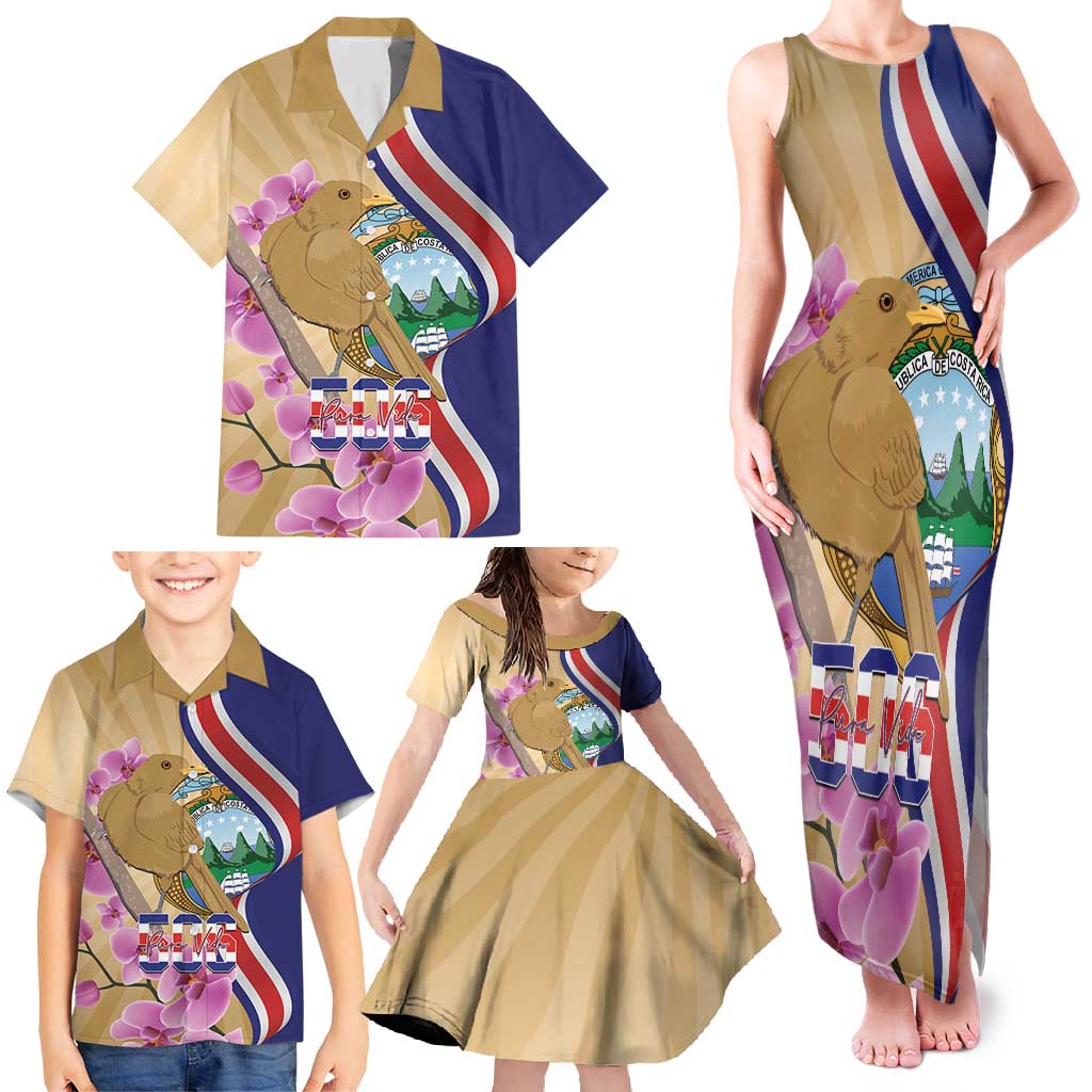 Costa Rica Independence Day Family Matching Tank Maxi Dress and Hawaiian Shirt 506 Proud Yiguirro With Orchid - Wonder Print Shop