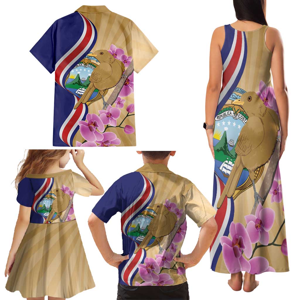Costa Rica Independence Day Family Matching Tank Maxi Dress and Hawaiian Shirt 506 Proud Yiguirro With Orchid - Wonder Print Shop