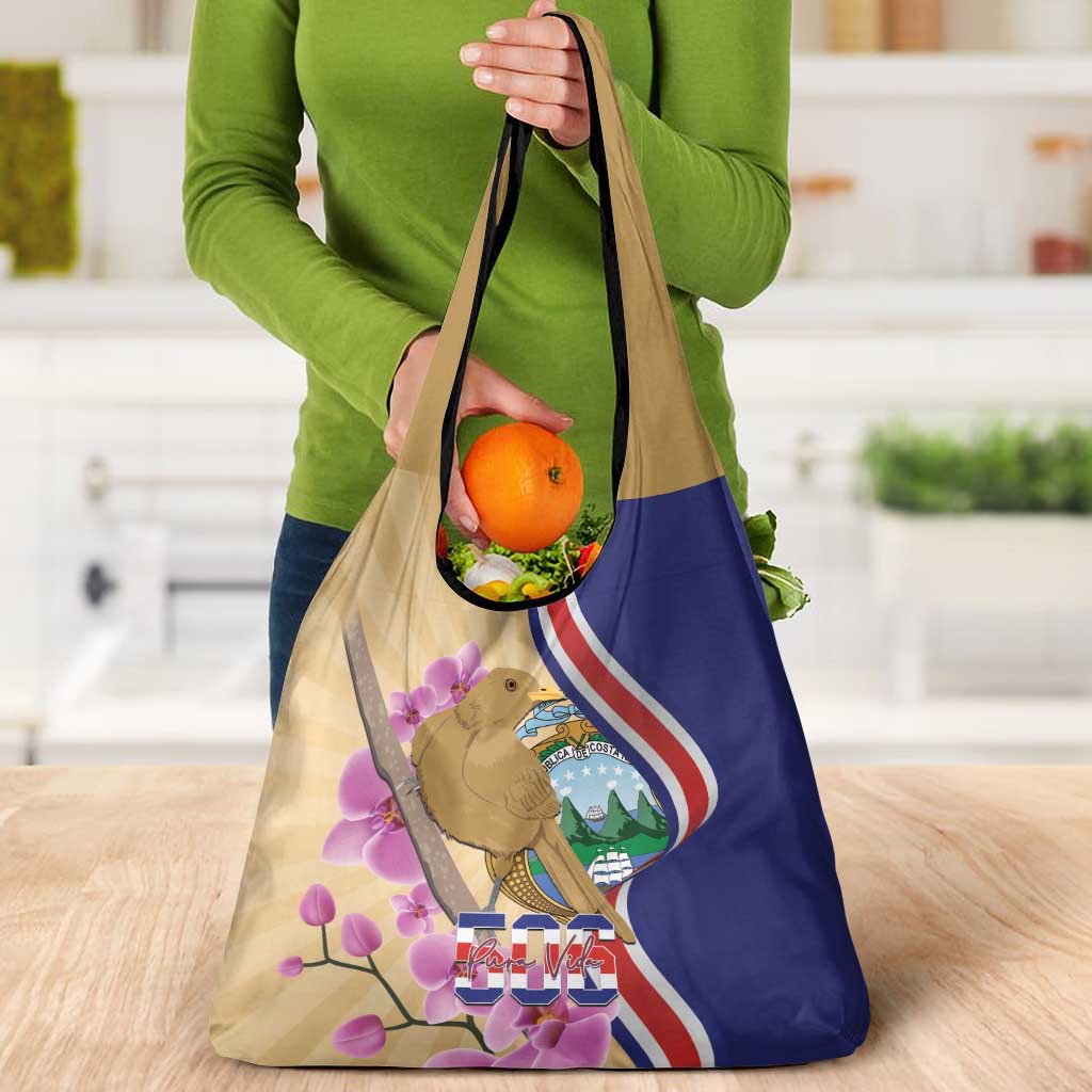 Costa Rica Independence Day Grocery Bag 506 Proud Yiguirro With Orchid - Wonder Print Shop