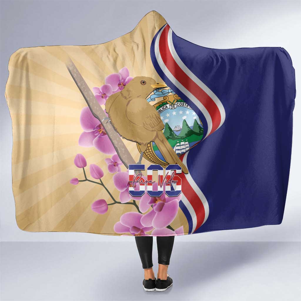 Costa Rica Independence Day Hooded Blanket 506 Proud Yiguirro With Orchid - Wonder Print Shop