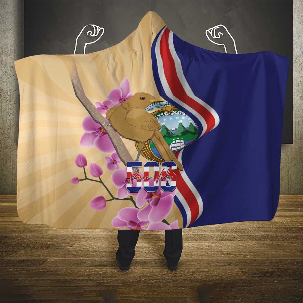 Costa Rica Independence Day Hooded Blanket 506 Proud Yiguirro With Orchid - Wonder Print Shop