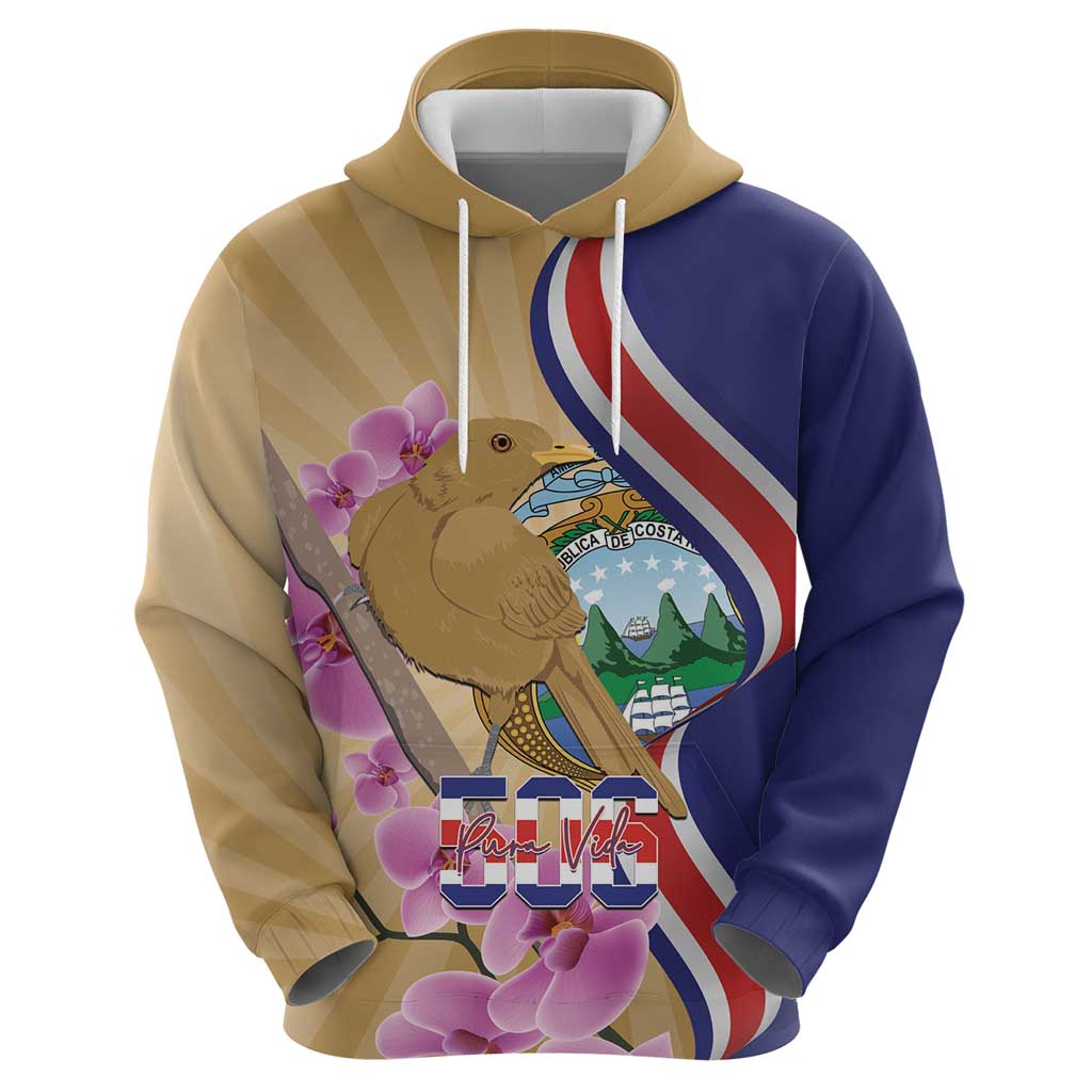 Costa Rica Independence Day Hoodie 506 Proud Yiguirro With Orchid - Wonder Print Shop