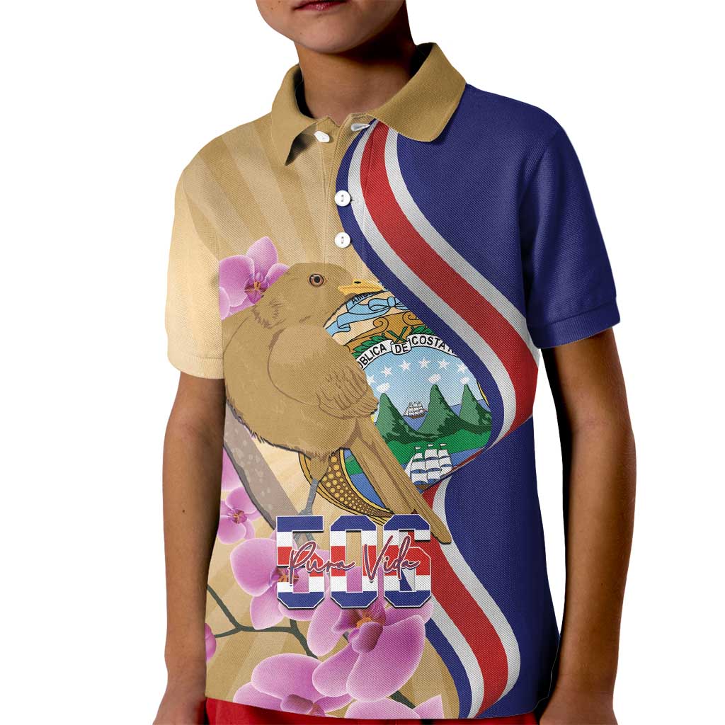 Costa Rica Independence Day Kid Polo Shirt 506 Proud Yiguirro With Orchid - Wonder Print Shop