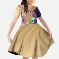 Costa Rica Independence Day Kid Short Sleeve Dress 506 Proud Yiguirro With Orchid - Wonder Print Shop