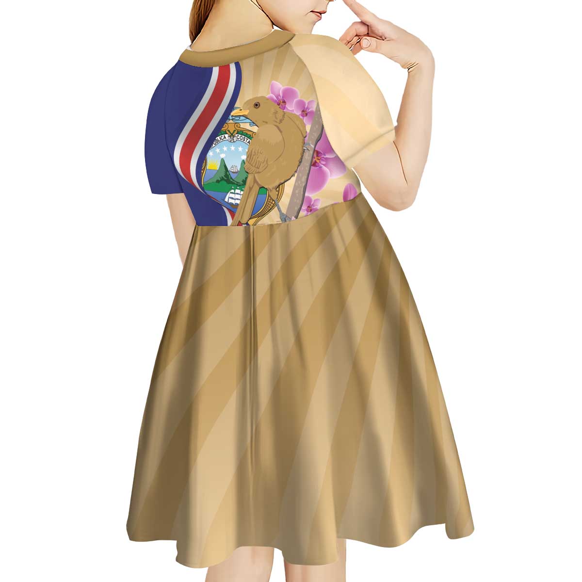 Costa Rica Independence Day Kid Short Sleeve Dress 506 Proud Yiguirro With Orchid - Wonder Print Shop