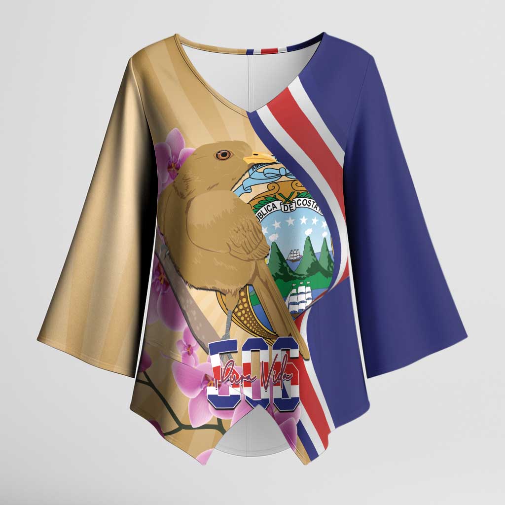 Costa Rica Independence Day Kimono Sleeve Blouse 506 Proud Yiguirro With Orchid - Wonder Print Shop