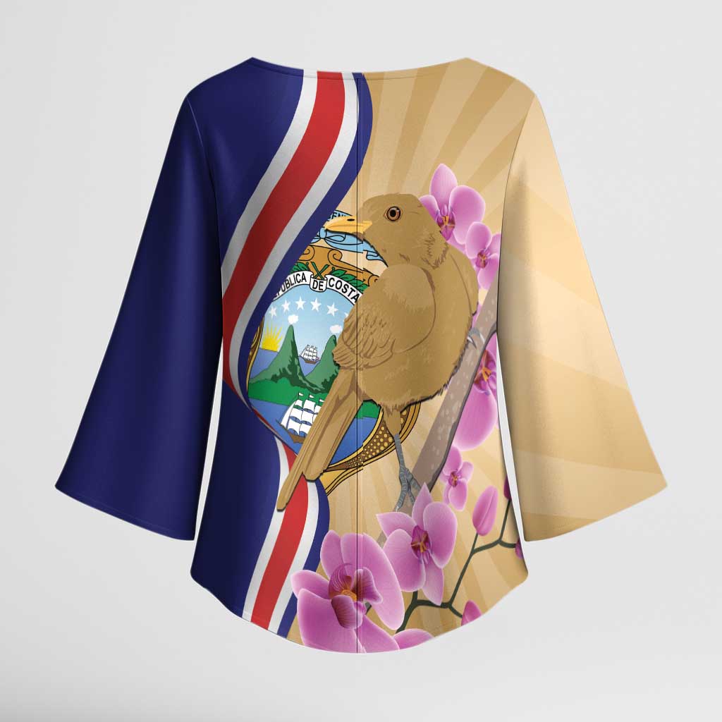Costa Rica Independence Day Kimono Sleeve Blouse 506 Proud Yiguirro With Orchid - Wonder Print Shop