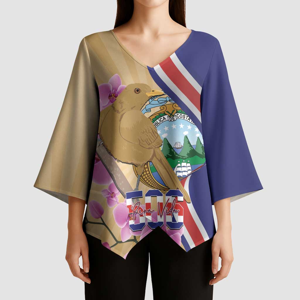 Costa Rica Independence Day Kimono Sleeve Blouse 506 Proud Yiguirro With Orchid - Wonder Print Shop