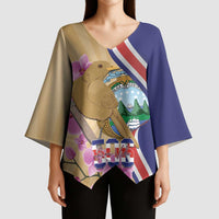 Costa Rica Independence Day Kimono Sleeve Blouse 506 Proud Yiguirro With Orchid - Wonder Print Shop