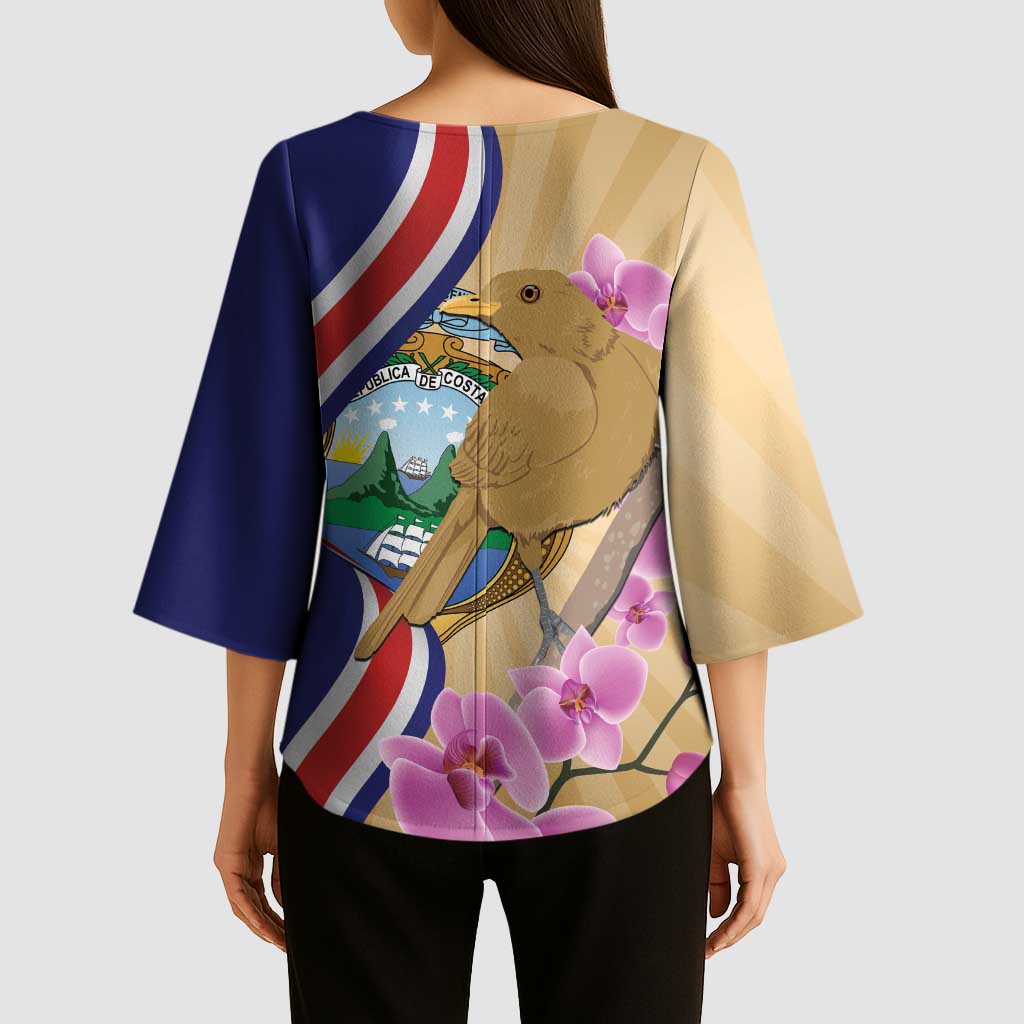 Costa Rica Independence Day Kimono Sleeve Blouse 506 Proud Yiguirro With Orchid - Wonder Print Shop