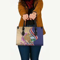 Costa Rica Independence Day Leather Bag 506 Proud Yiguirro With Orchid - Wonder Print Shop