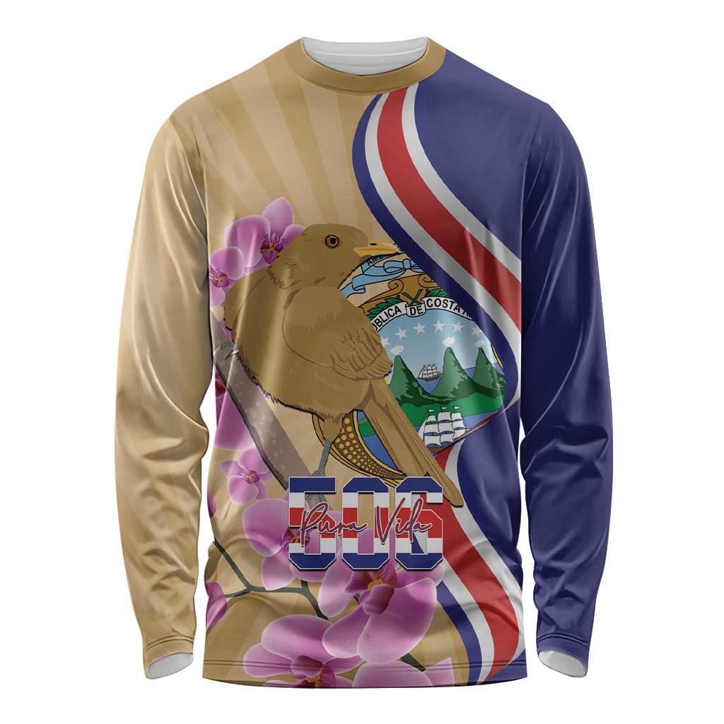 Costa Rica Independence Day Long Sleeve Shirt 506 Proud Yiguirro With Orchid - Wonder Print Shop