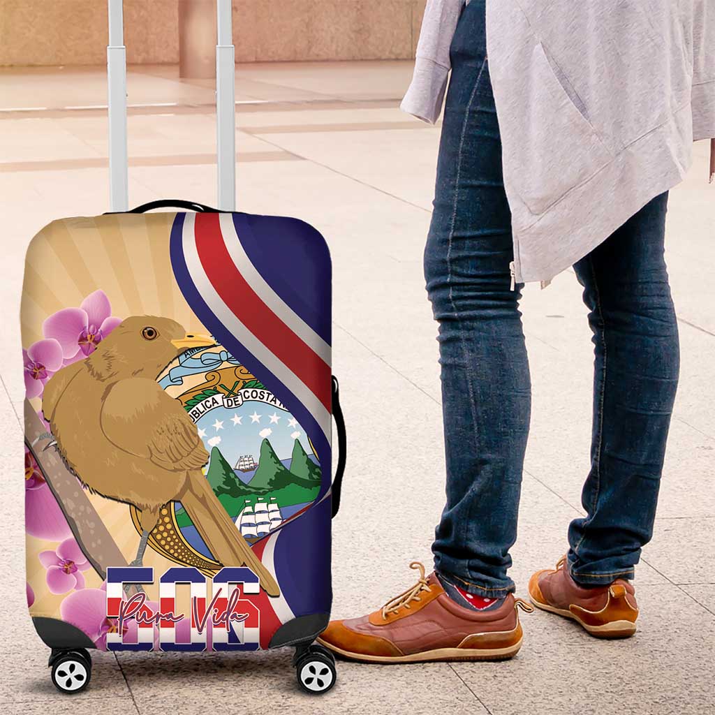 Costa Rica Independence Day Luggage Cover 506 Proud Yiguirro With Orchid - Wonder Print Shop