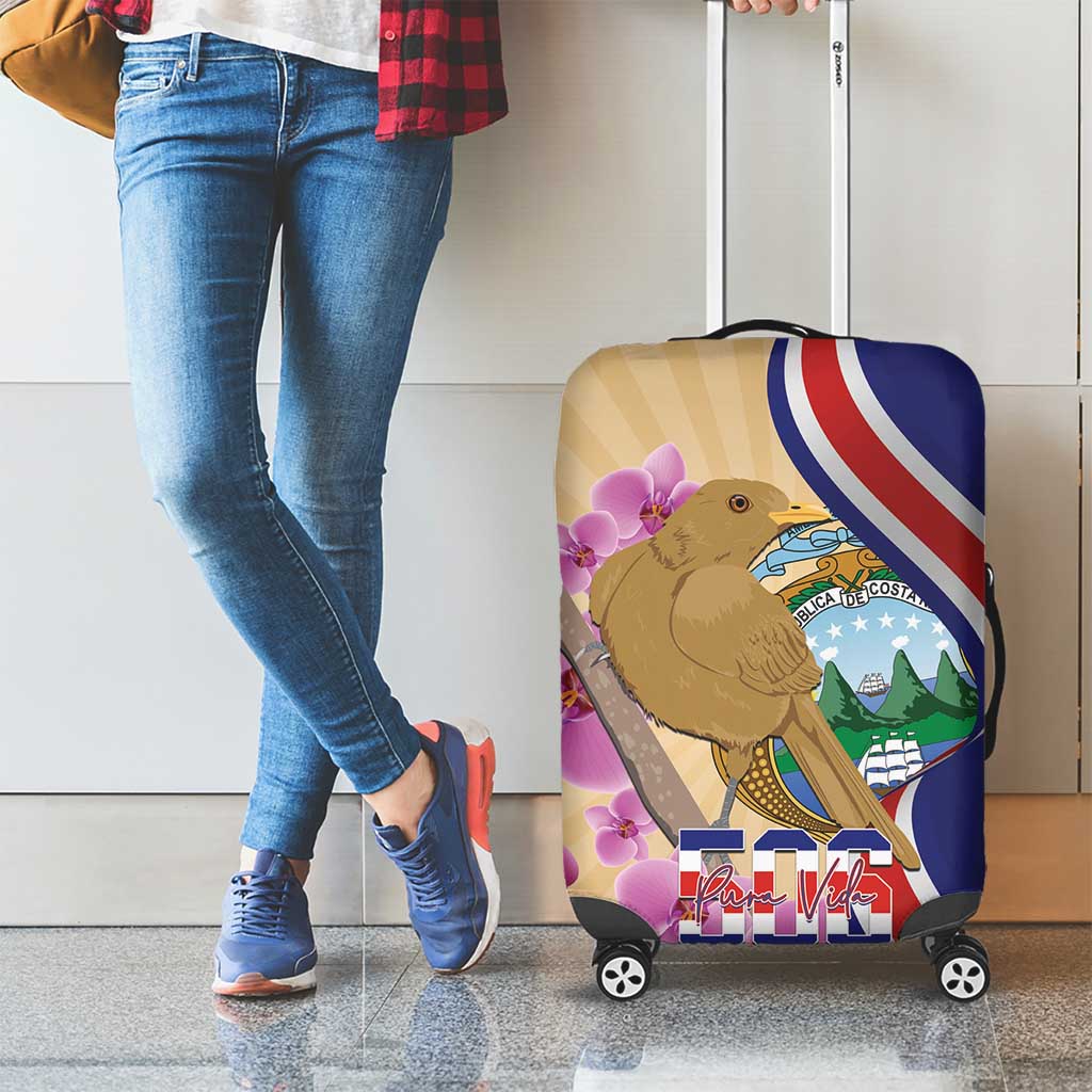 Costa Rica Independence Day Luggage Cover 506 Proud Yiguirro With Orchid - Wonder Print Shop