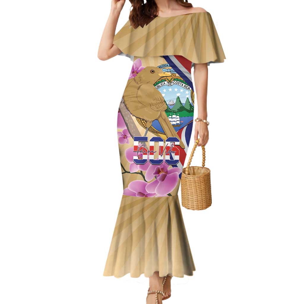 Costa Rica Independence Day Mermaid Dress 506 Proud Yiguirro With Orchid - Wonder Print Shop