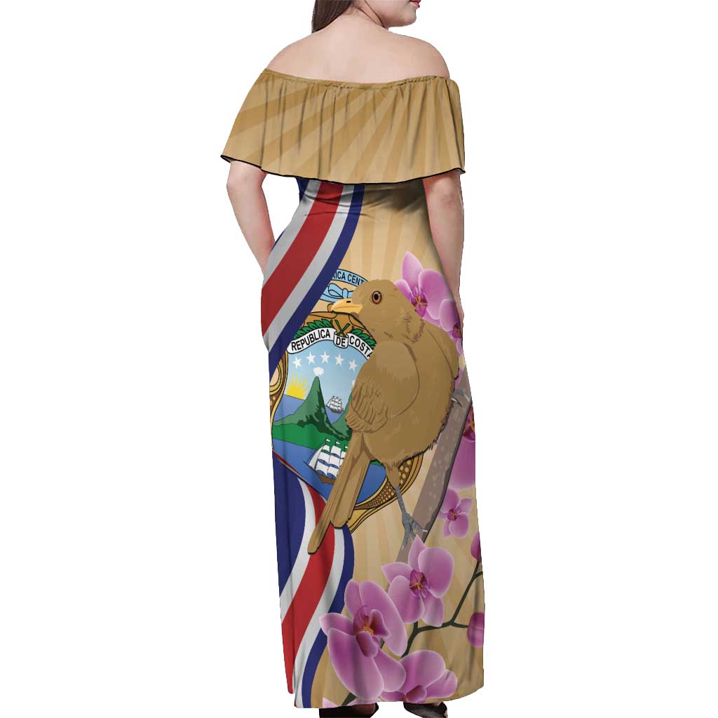Costa Rica Independence Day Off Shoulder Maxi Dress 506 Proud Yiguirro With Orchid - Wonder Print Shop