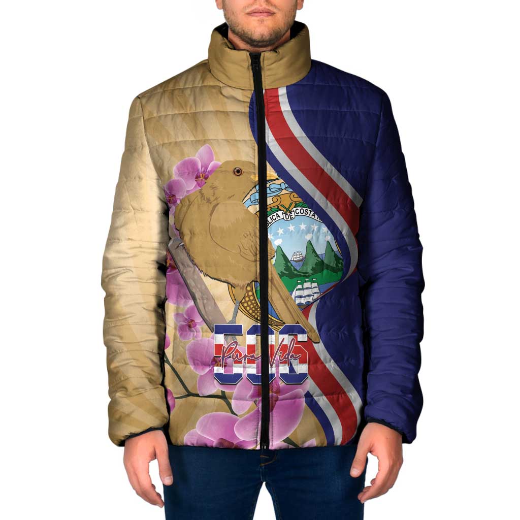 Costa Rica Independence Day Padded Jacket 506 Proud Yiguirro With Orchid - Wonder Print Shop