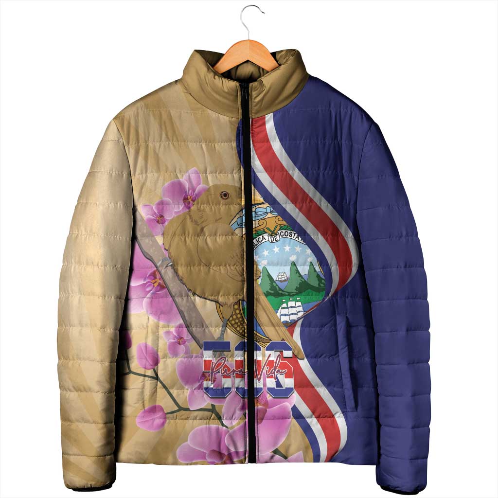 Costa Rica Independence Day Padded Jacket 506 Proud Yiguirro With Orchid - Wonder Print Shop
