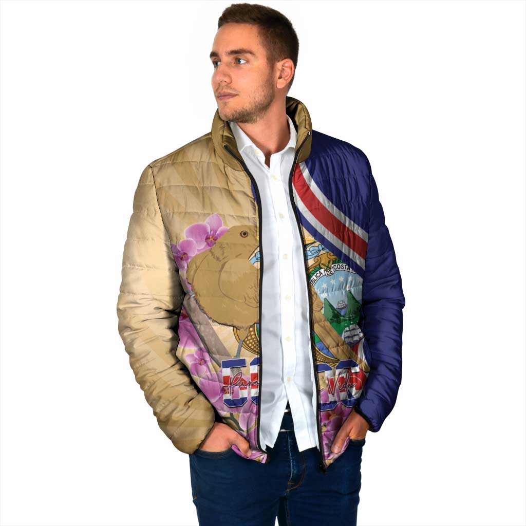Costa Rica Independence Day Padded Jacket 506 Proud Yiguirro With Orchid - Wonder Print Shop