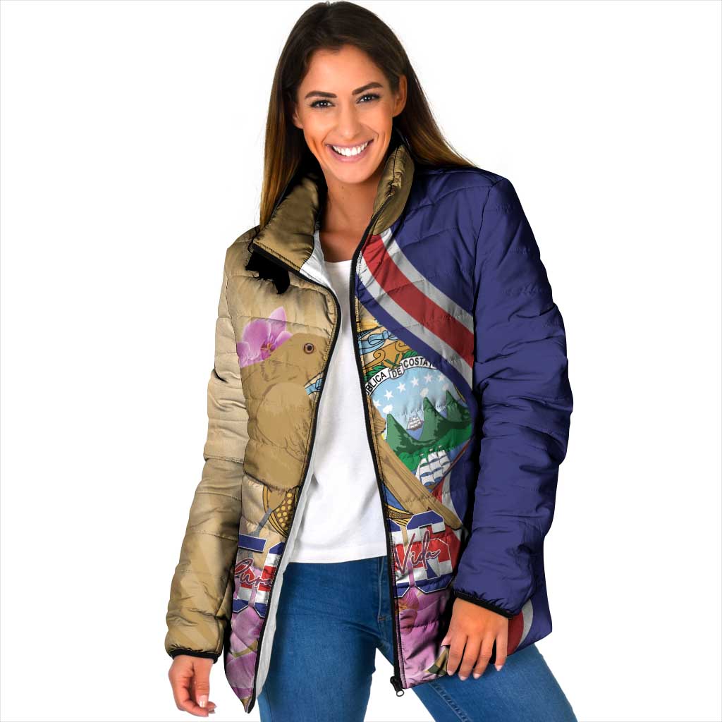 Costa Rica Independence Day Padded Jacket 506 Proud Yiguirro With Orchid - Wonder Print Shop
