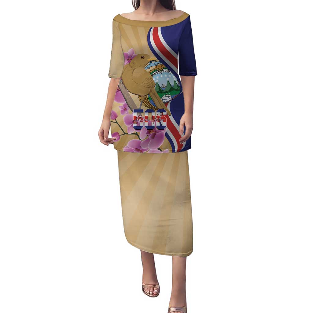 Costa Rica Independence Day Puletasi 506 Proud Yiguirro With Orchid - Wonder Print Shop