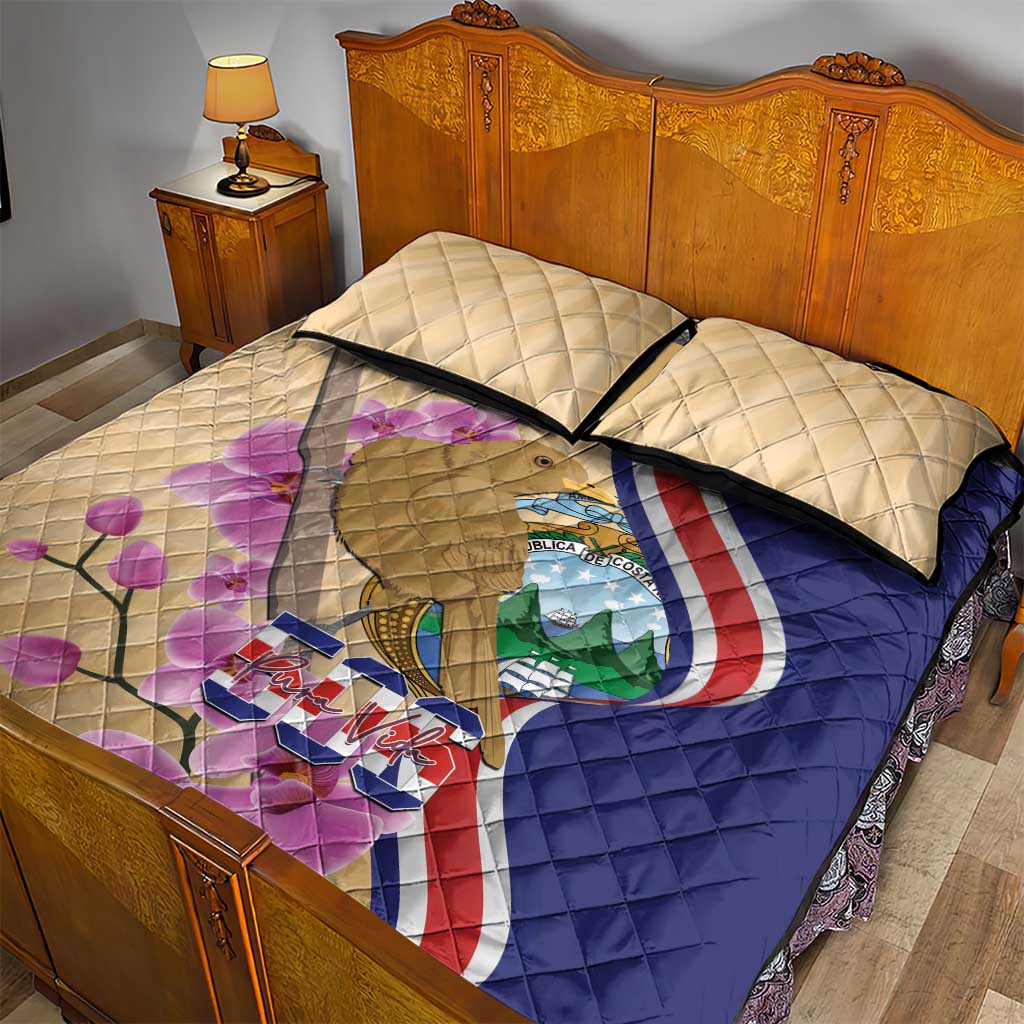 Costa Rica Independence Day Quilt Bed Set 506 Proud Yiguirro With Orchid - Wonder Print Shop