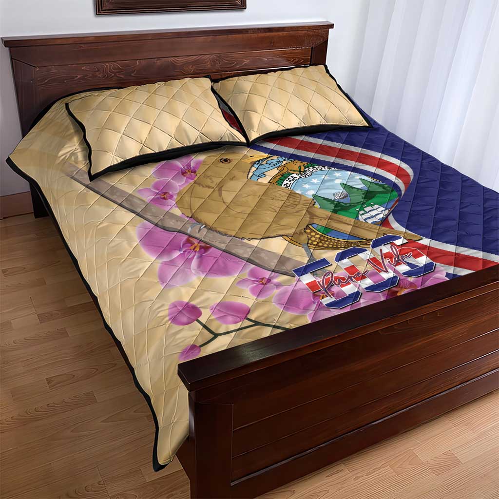 Costa Rica Independence Day Quilt Bed Set 506 Proud Yiguirro With Orchid - Wonder Print Shop