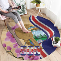 Costa Rica Independence Day Round Carpet 506 Proud Yiguirro With Orchid - Wonder Print Shop
