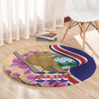 Costa Rica Independence Day Round Carpet 506 Proud Yiguirro With Orchid - Wonder Print Shop