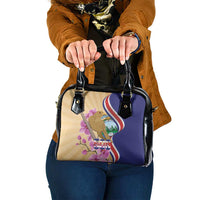 Costa Rica Independence Day Shoulder Handbag 506 Proud Yiguirro With Orchid - Wonder Print Shop