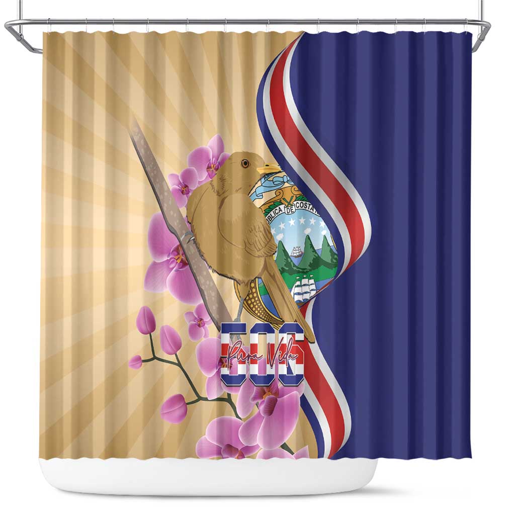 Costa Rica Independence Day Shower Curtain 506 Proud Yiguirro With Orchid - Wonder Print Shop