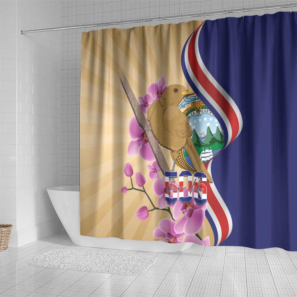 Costa Rica Independence Day Shower Curtain 506 Proud Yiguirro With Orchid - Wonder Print Shop