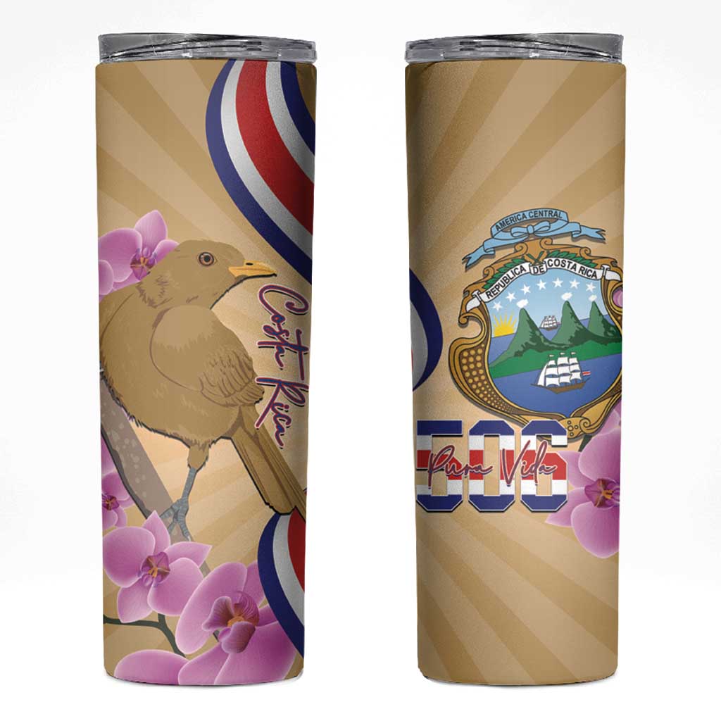 Costa Rica Independence Day Skinny Tumbler 506 Proud Yiguirro With Orchid - Wonder Print Shop