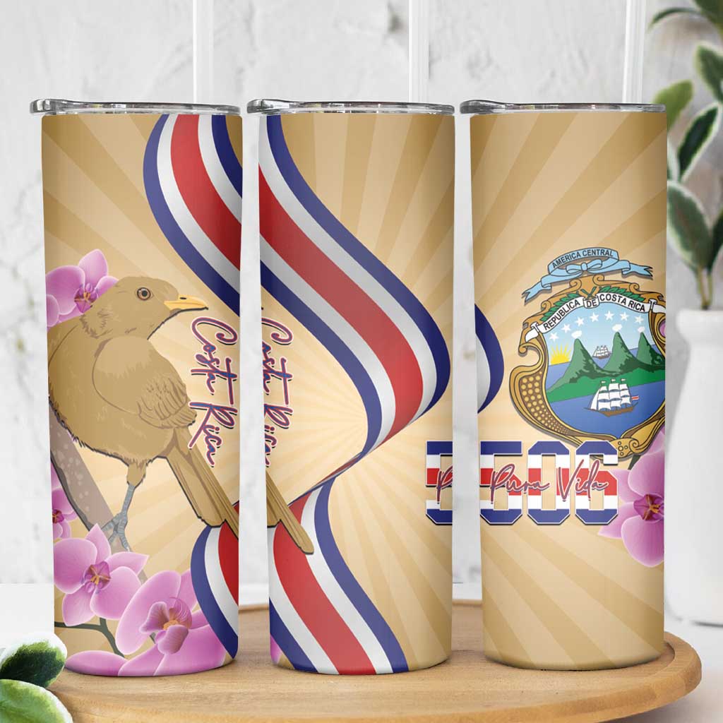 Costa Rica Independence Day Skinny Tumbler 506 Proud Yiguirro With Orchid - Wonder Print Shop