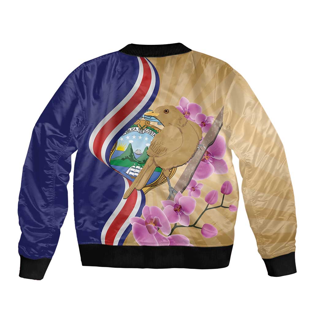 Costa Rica Independence Day Sleeve Zip Bomber Jacket 506 Proud Yiguirro With Orchid - Wonder Print Shop