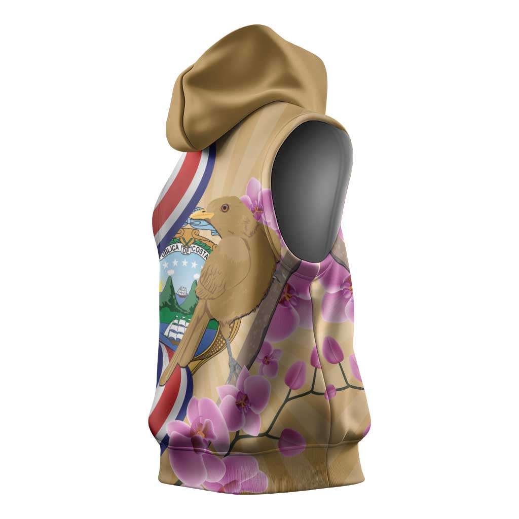 Costa Rica Independence Day Sleeveless Hoodie 506 Proud Yiguirro With Orchid - Wonder Print Shop