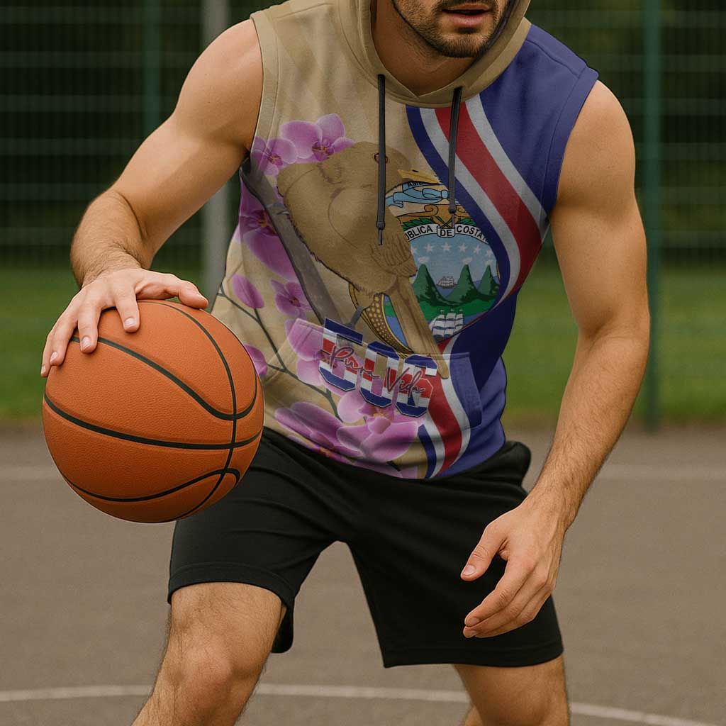 Costa Rica Independence Day Sleeveless Hoodie 506 Proud Yiguirro With Orchid - Wonder Print Shop