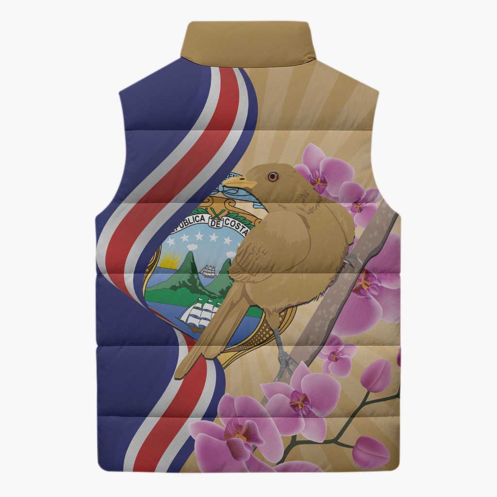 Costa Rica Independence Day Sleeveless Puffer Jacket 506 Proud Yiguirro With Orchid - Wonder Print Shop
