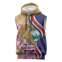 Costa Rica Independence Day Sleeveless Zip Hoodie 506 Proud Yiguirro With Orchid - Wonder Print Shop