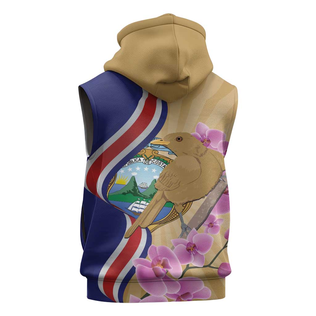 Costa Rica Independence Day Sleeveless Zip Hoodie 506 Proud Yiguirro With Orchid - Wonder Print Shop