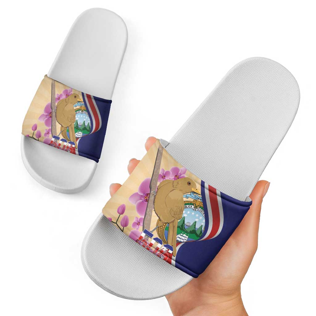 Costa Rica Independence Day Slide Sandals 506 Proud Yiguirro With Orchid - Wonder Print Shop