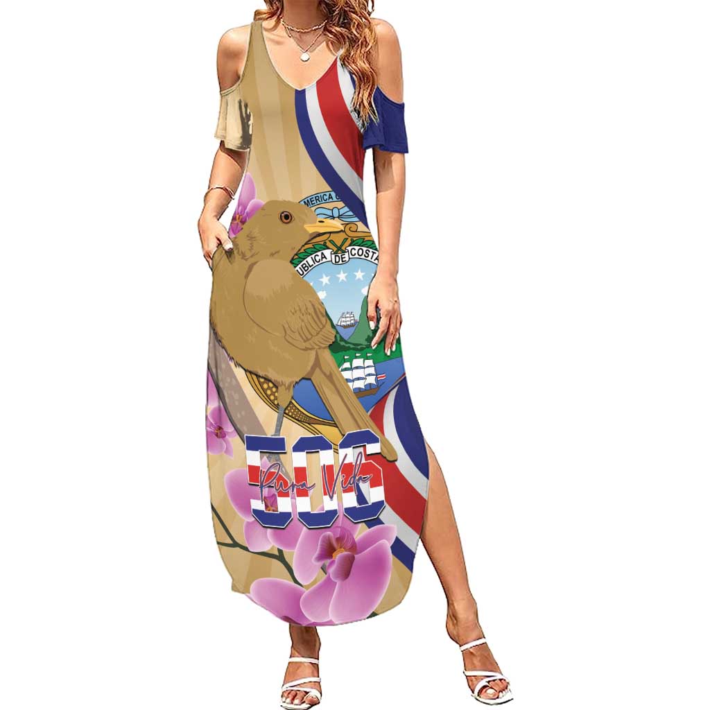 Costa Rica Independence Day Summer Maxi Dress 506 Proud Yiguirro With Orchid - Wonder Print Shop