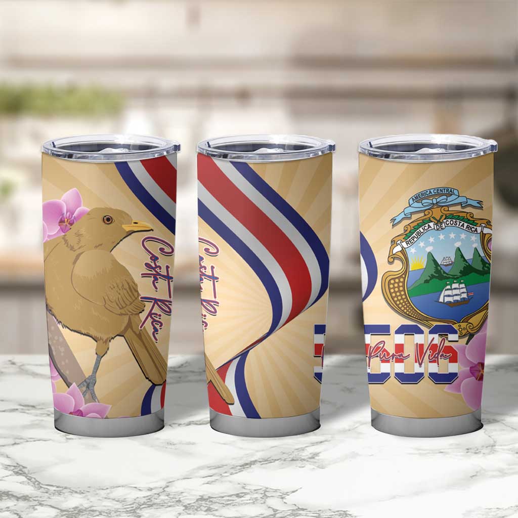 Costa Rica Independence Day Tumbler Cup 506 Proud Yiguirro With Orchid - Wonder Print Shop
