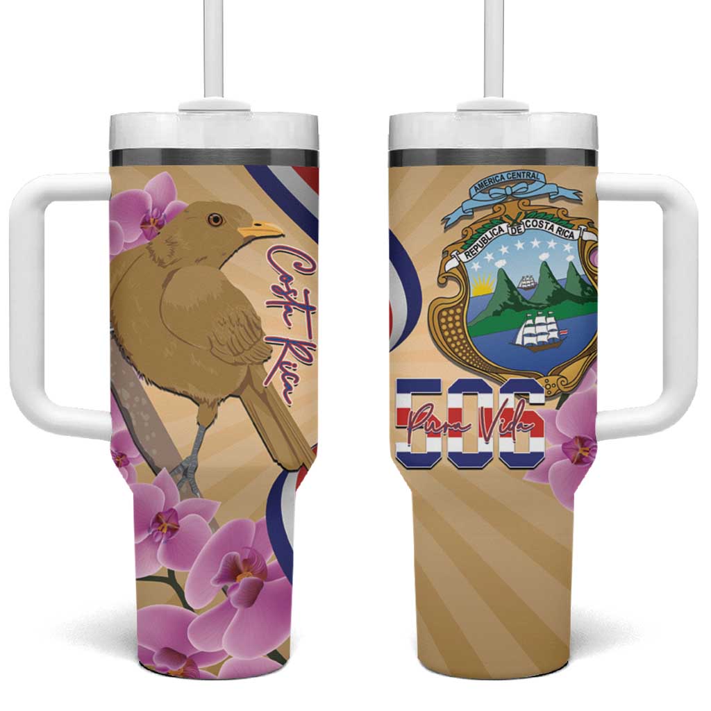 Costa Rica Independence Day Tumbler With Handle 506 Proud Yiguirro With Orchid - Wonder Print Shop