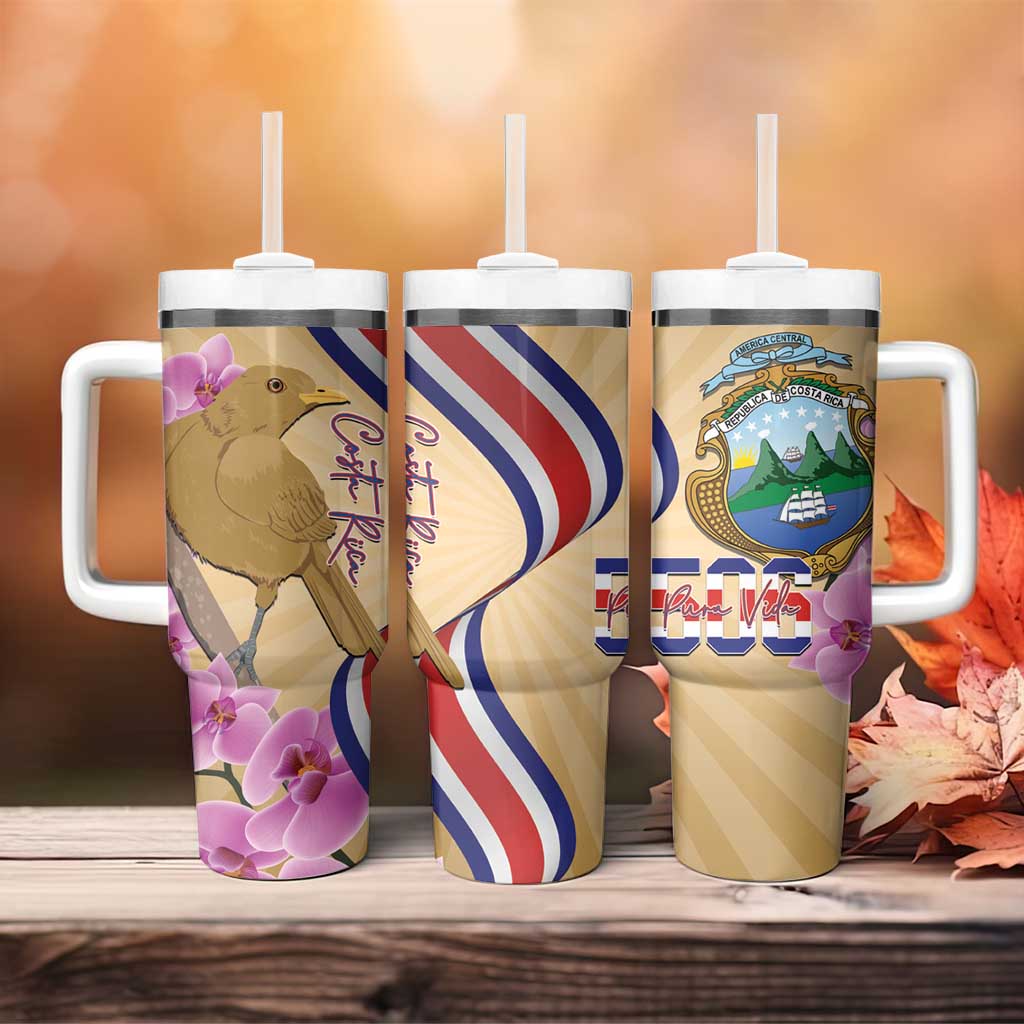 Costa Rica Independence Day Tumbler With Handle 506 Proud Yiguirro With Orchid - Wonder Print Shop