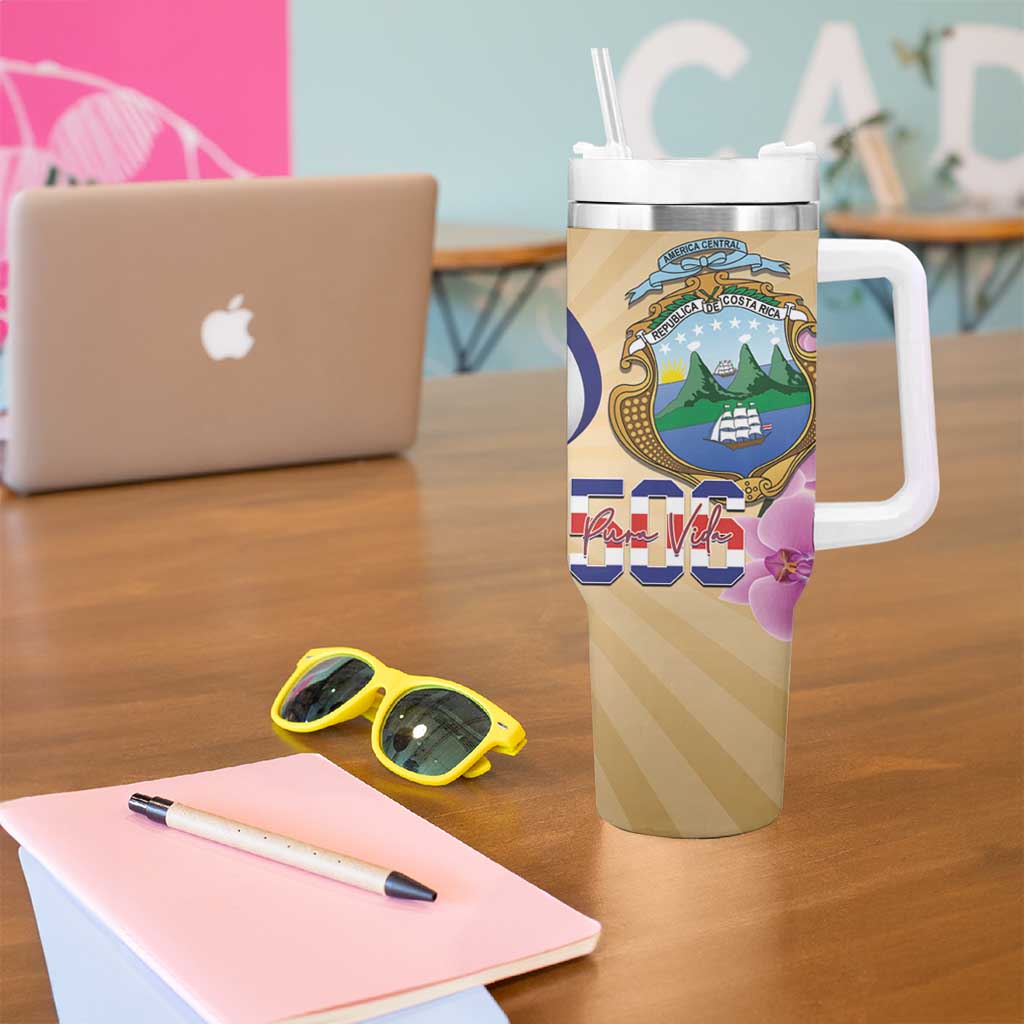 Costa Rica Independence Day Tumbler With Handle 506 Proud Yiguirro With Orchid - Wonder Print Shop
